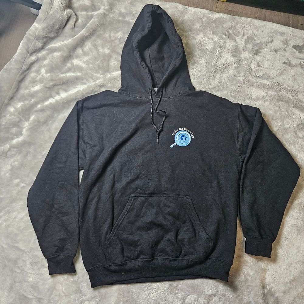 Gildan Heavy Blend Black Hoodie Addison Graphic Pullover Medium